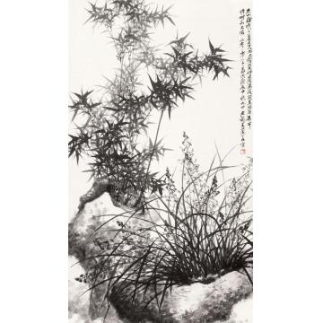 王兰若国画花鸟石上种兰竹字画之家