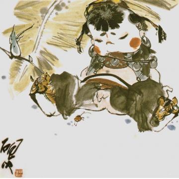 谢申国画人物娃娃05字画之家