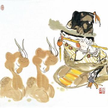 谢申国画人物娃娃字画之家