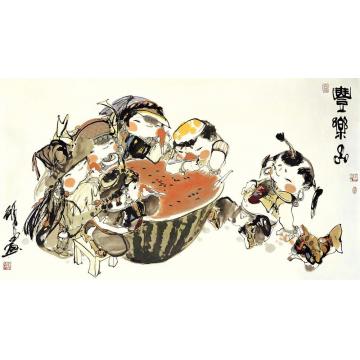 谢申国画人物丰乐图字画之家