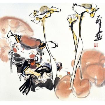 谢申国画人物晶莹世界字画之家