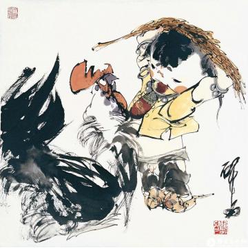 谢申国画人物粒粒归仓字画之家