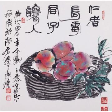 史文集油画静物仁者长寿 君子让人字画之家