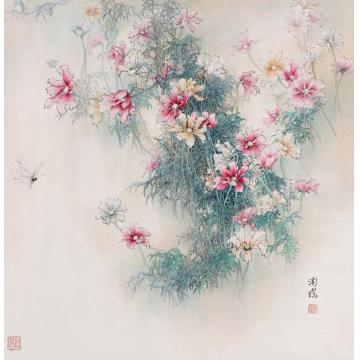 何洵瑶国画花鸟盛放字画之家