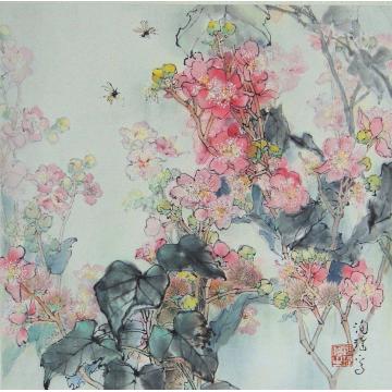 何洵瑶国画花鸟花叢字画之家