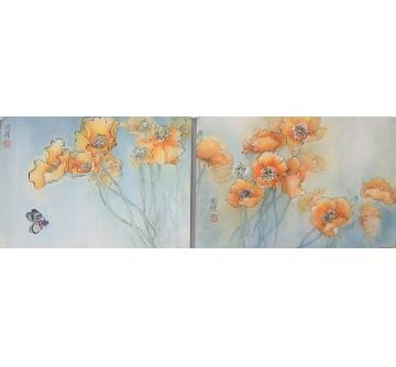 何洵瑶国画花鸟虞美人字画之家