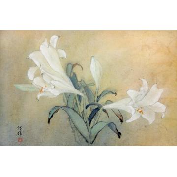 何洵瑶国画花鸟百合字画之家