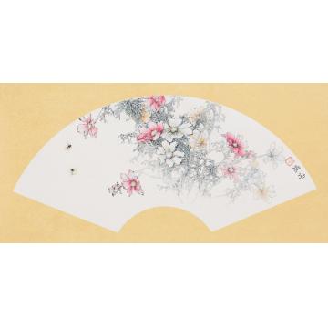 何洵瑶国画花鸟波斯菊字画之家