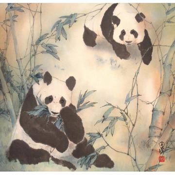 何洵瑶国画动物大熊貓字画之家