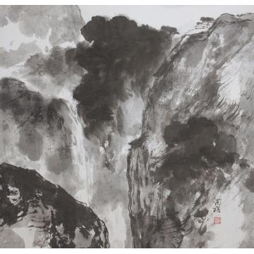 何洵瑶国画山水飛瀑字画之家