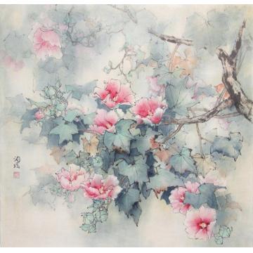 何洵瑶国画花鸟芙蓉如面字画之家