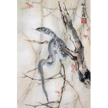 何洵瑶国画动物蛇年字画之家