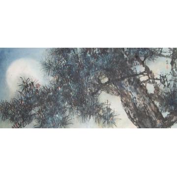 何洵瑶油画风景松月字画之家