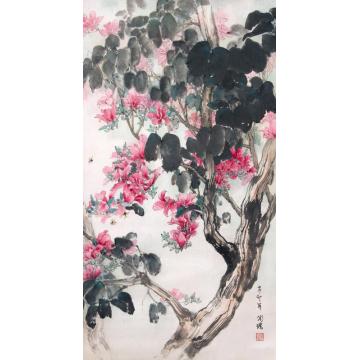 何洵瑶国画花鸟紫荆花字画之家