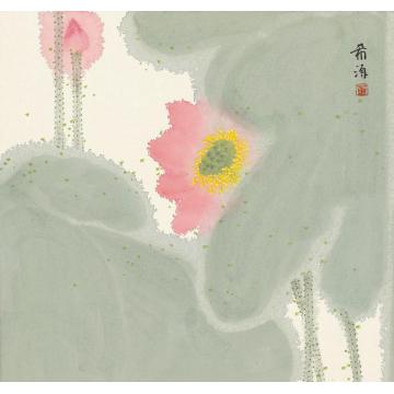董希源国画花鸟荷花一字画之家