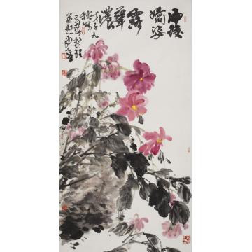 郭煌国画花鸟雨后娇姿露华浓字画之家