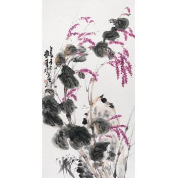 郭煌国画花鸟霜艳之二字画之家