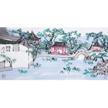 杨正新油画风景夏景清幽字画之家