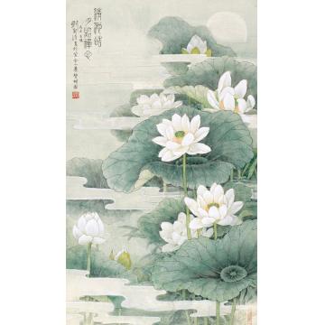 刘菊清国画花鸟清沁皓月照禅心字画之家