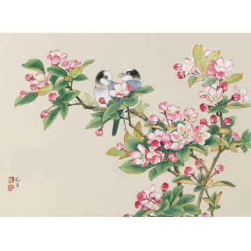 刘菊清国画花鸟窗外一声啼鸟字画之家