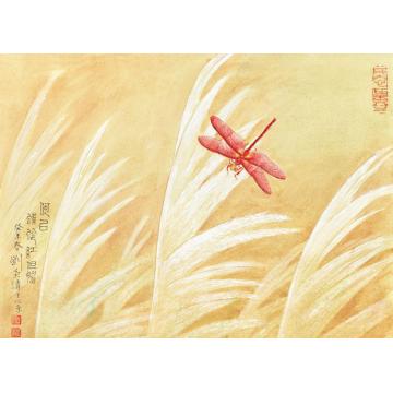 刘菊清国画花鸟何已蜻蛉红但媚字画之家