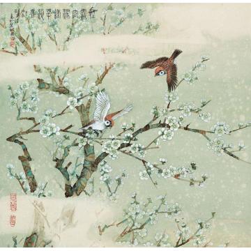 刘菊清国画花鸟轻雾空绿萼沁香字画之家