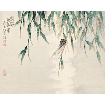 刘菊清油画风景临风听暮蝉字画之家