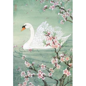 刘菊清国画花鸟桃花天鹅字画之家