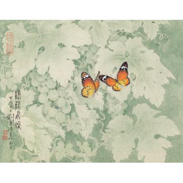 刘菊清国画花鸟绿荫飞蝶字画之家