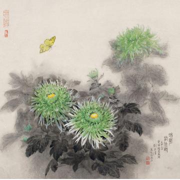 刘菊清国画花鸟秋菊有佳色字画之家