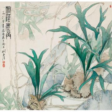 刘菊清油画风景榕荫鹿角字画之家