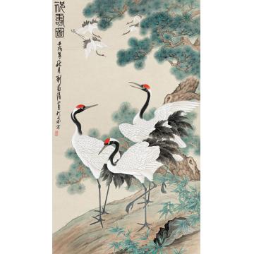 刘菊清国画花鸟祝寿图字画之家