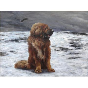 林跃油画动物风雪藏獒NO.21字画之家