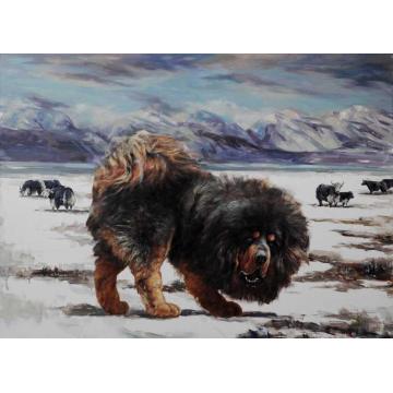 林跃油画动物风雪藏獒NO.6字画之家