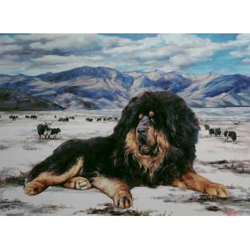 林跃油画动物风雪藏獒NO.12字画之家