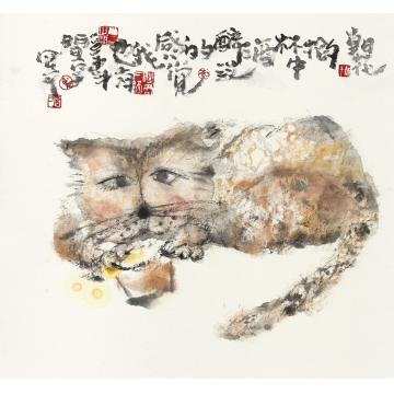 刘闻宇国画动物《醉人的笑容我也有》字画之家