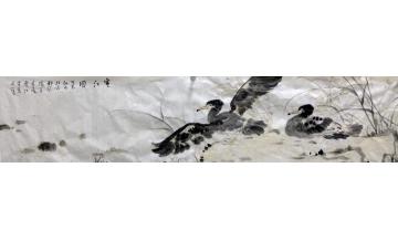 孔宪江国画花鸟寒江图字画之家