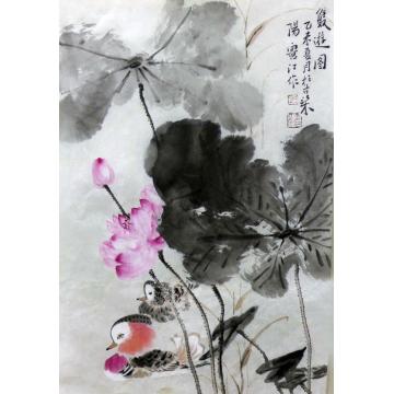 孔宪江国画花鸟双游图001字画之家