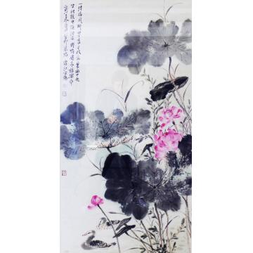 孔宪江国画花鸟荷塘双鸭字画之家