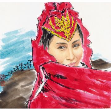 王砚农国画人物新疆姑娘字画之家