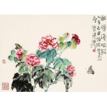 贾博鸿国画花鸟酡颜浅作红字画之家