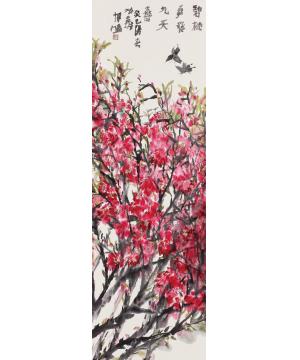 贾博鸿国画花鸟碧桃花发九天香字画之家