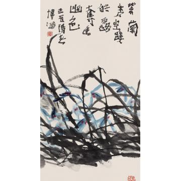贾博鸿国画花鸟紫兰秀空蹊字画之家