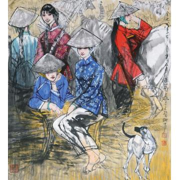 马泉艺国画人物金色的季节字画之家
