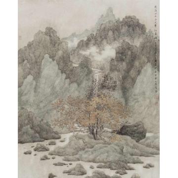 许信容国画山水天寒红叶稀字画之家
