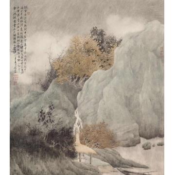 许信容国画山水幽林秋烟字画之家