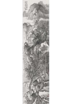 石峰国画山水一窗风雨听飞泉字画之家