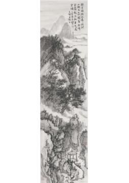 石峰国画山水断崖横路水潺潺字画之家