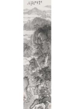 石峰国画山水湛湛清溪五月寒字画之家