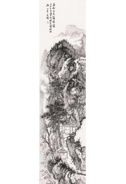 石峰国画山水长松百尺蔭清溪字画之家
